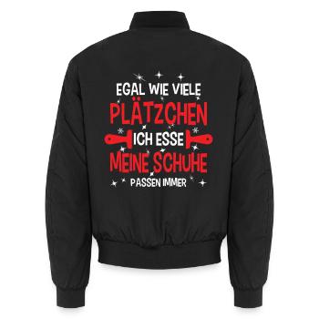 Weihnachtsgeschenk Plätzchen Wichteln Lustig - Unisex Bomberjacke - Schwarz - Hinten - AI Model Male 185 light (185cm)