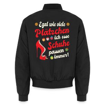 Weihnachtsgeschenk Frauen Plätzchen Lustig Idee - Unisex Bomberjacke - Schwarz - Hinten - AI Model Male 185 light (185cm)