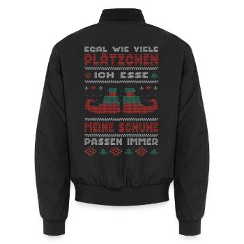 Weihnachtsgeschenk Plätzchen Wichteln Lustig - Unisex Bomberjacke - Schwarz - Hinten - AI Model Male 185 light (185cm)
