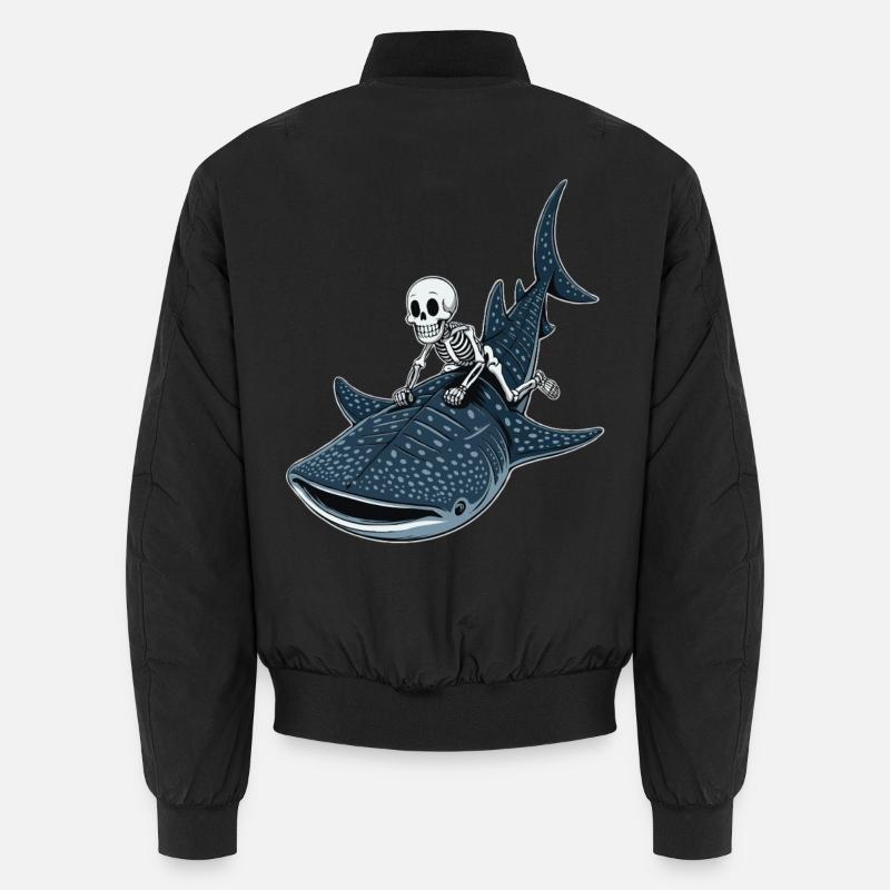 Skeleton on whale shark Rhincodon - Unisex Bomber Jacket - black