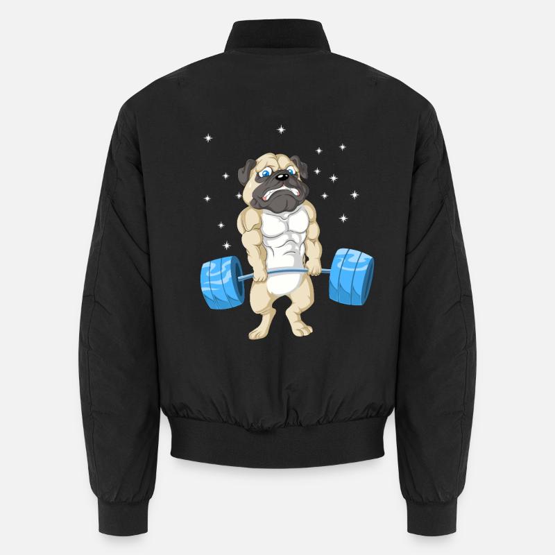 Mops Gewichtheben Fitnessstudio - Unisex Bomberjacke - Schwarz