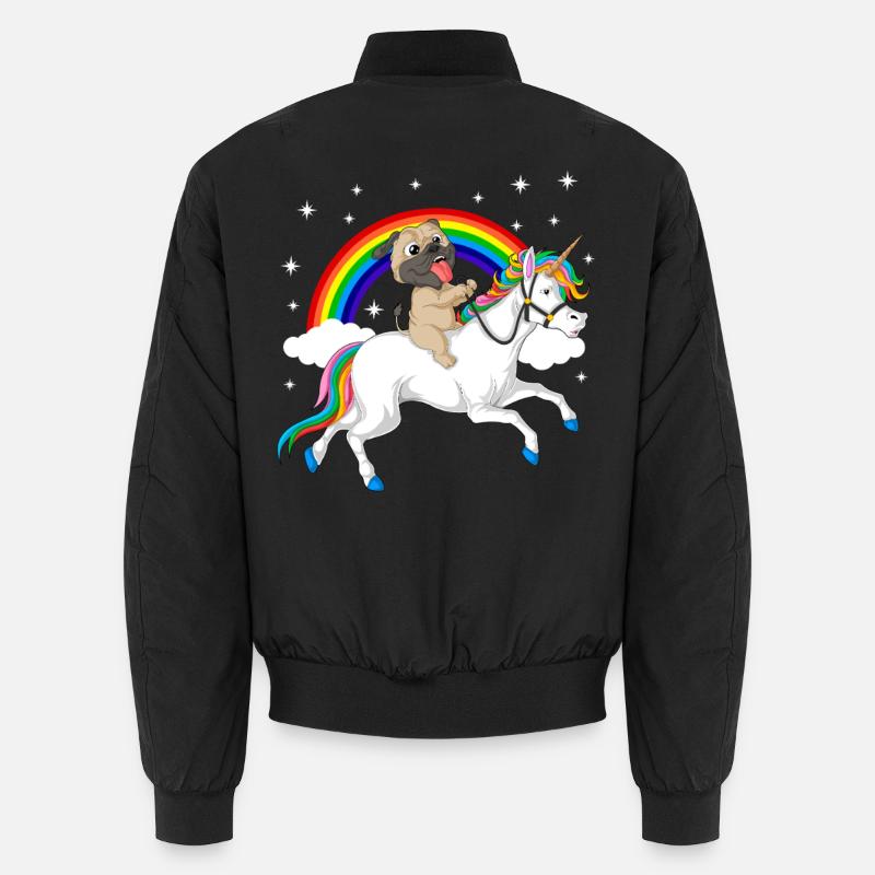 Mops Reiten Einhorn T-Shirt Unisex Bomberjacke