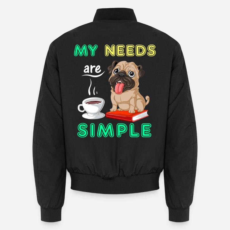 Mops Bücher Kaffeeshirt - Unisex Bomberjacke - Schwarz