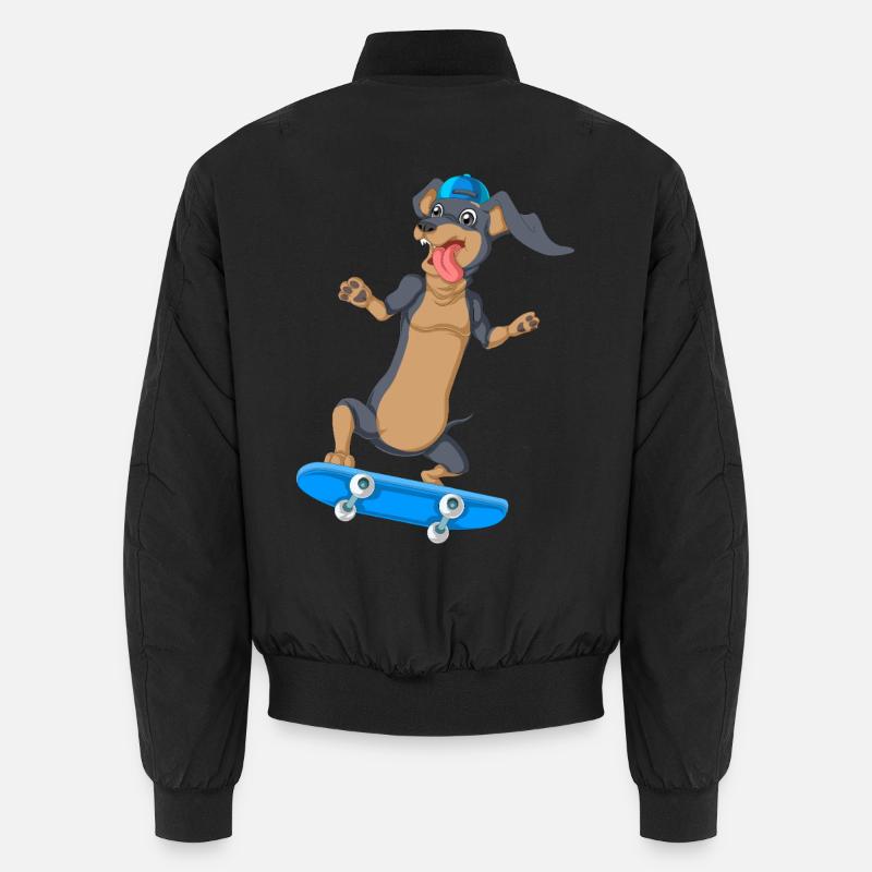 T-shirt de skateboard teckel - Bomber unisexe - noir