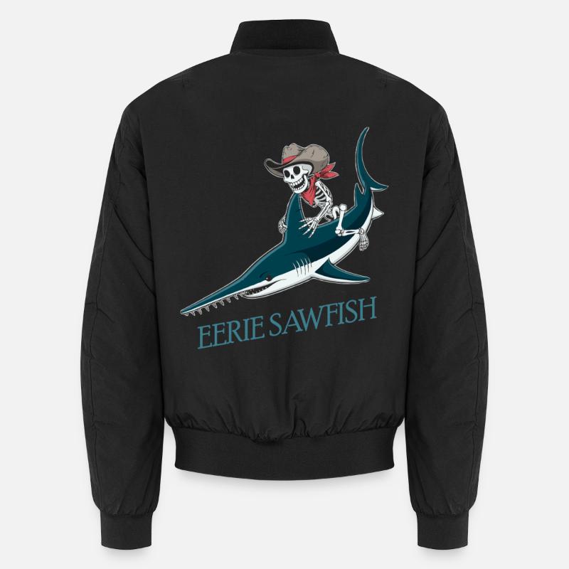 Skeleton cowboy on sawfish Unisex Bomber Jacket