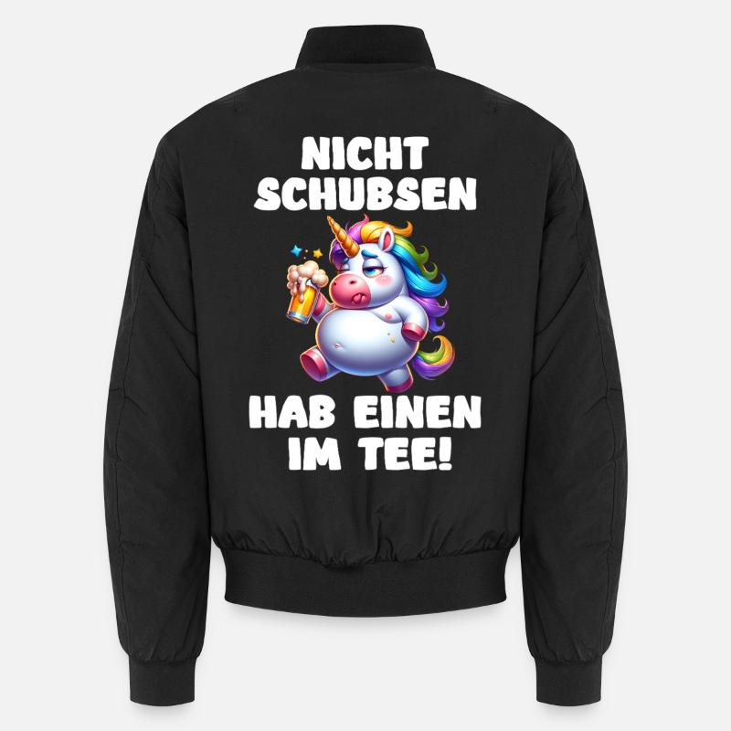 Nicht schubsen - betrunkenes Einhorn - Unisex Bomberjacke - Schwarz