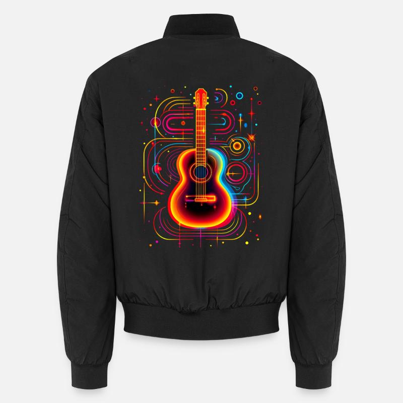 Neon Guitar with Psychedelic Effect Unisex Bomber Jacket