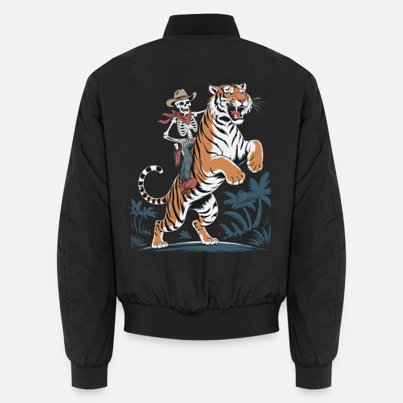 Adventurous skeleton with tiger Unisex Bomber Jacket