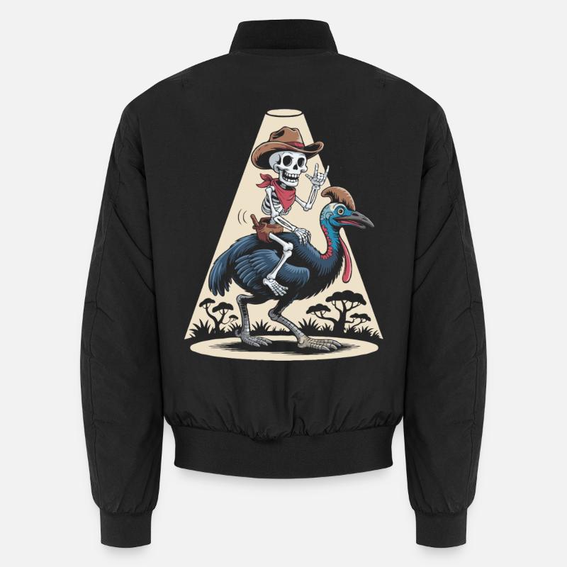 Skeleton on cassowary cowboy style Unisex Bomber Jacket