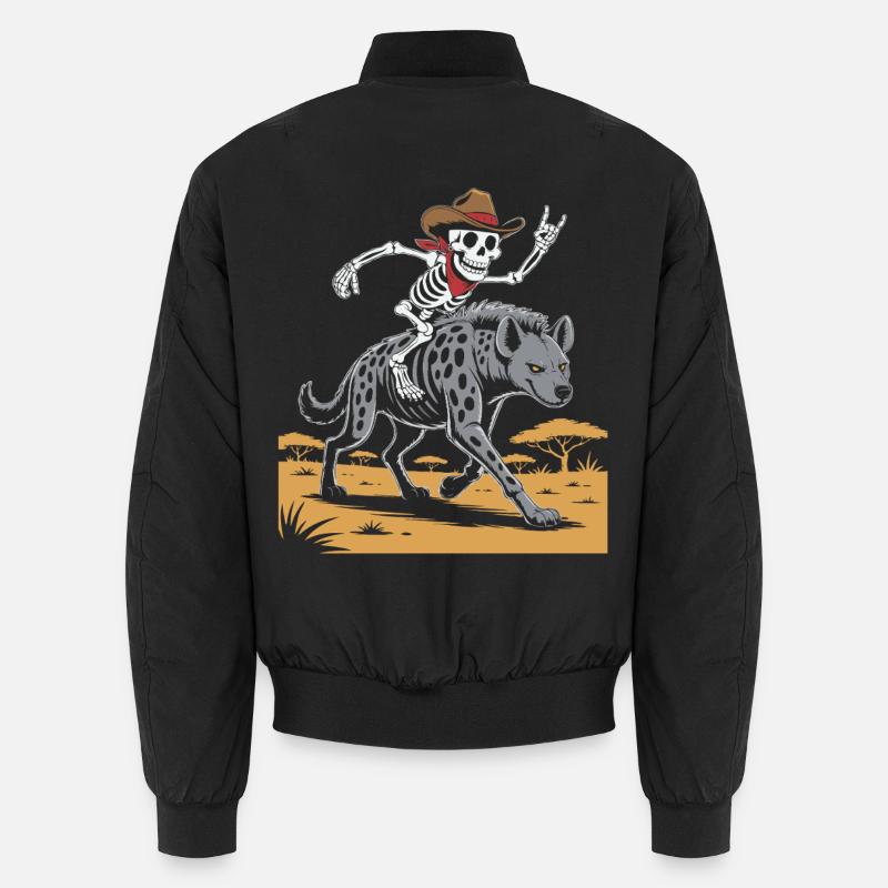 Squelette sur hyène dans le style du Far West Bomber unisexe