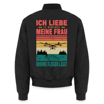 Drohnenpilot Geschenk Ehemann Drohne Männer - Unisex Bomberjacke - Schwarz - Hinten - AI Model Male 185 light (185cm)