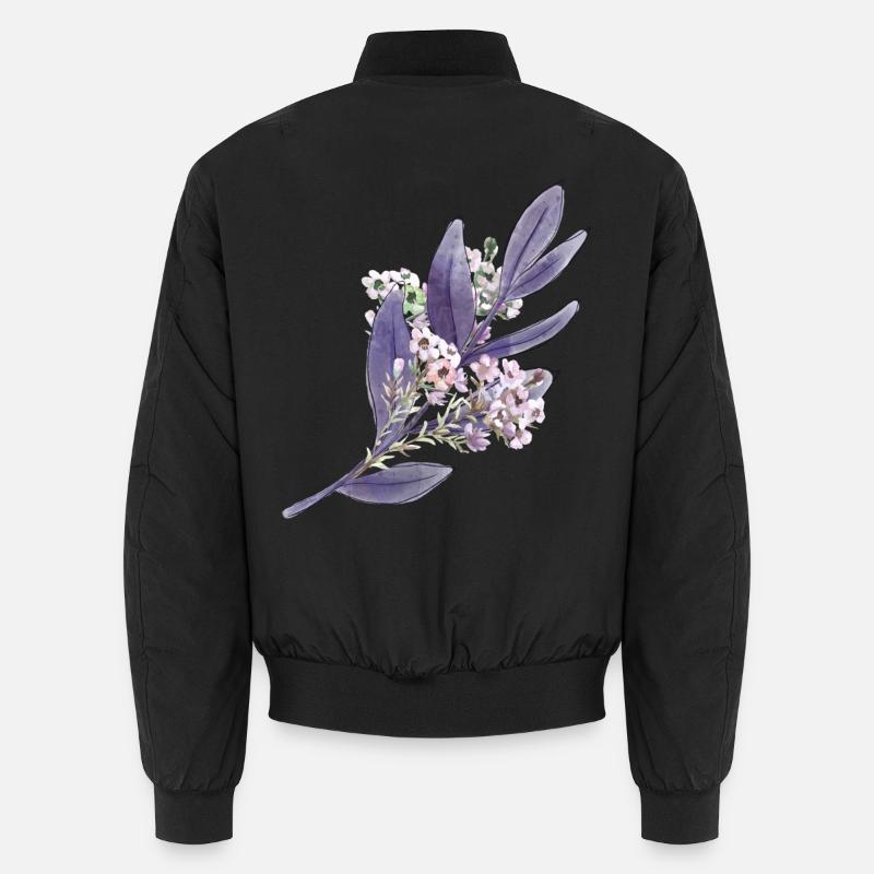 Lila Lavendel Blumenmuster Unisex Bomberjacke