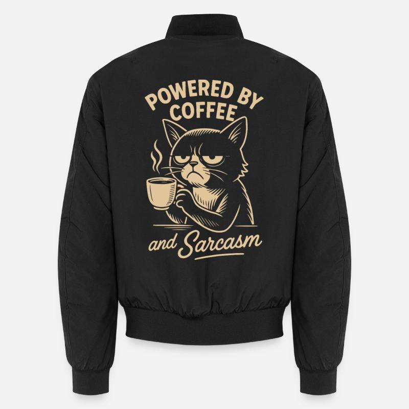 Propulsé par le café et le sarcasme Cat Design Bomber unisexe
