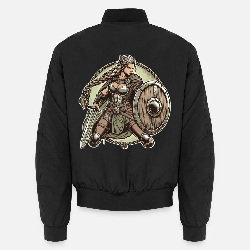 Kriegerin mit Schild und Schwert Unisex Bomberjacke