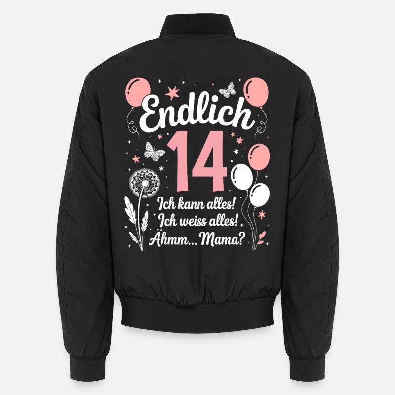 Endlich 14 Geburtstag 14 Jahre Geschenk Mädchen Unisex Bomberjacke