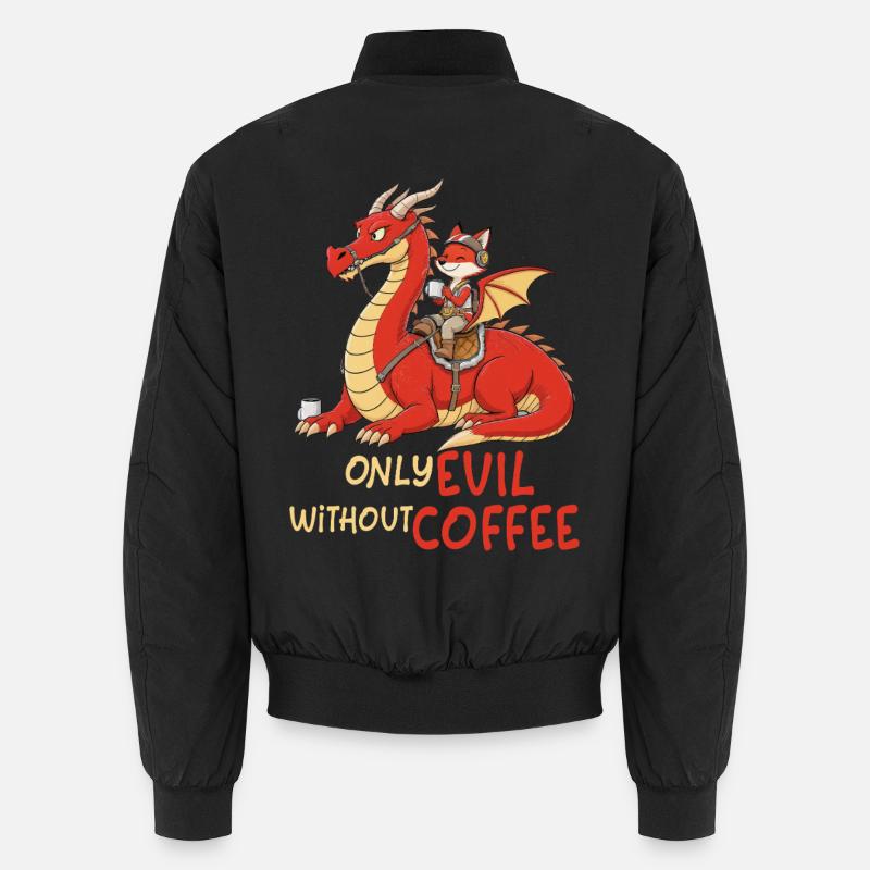 Fox on Dragon – Only Evil Without Coffee Unisex Bomber Jacket