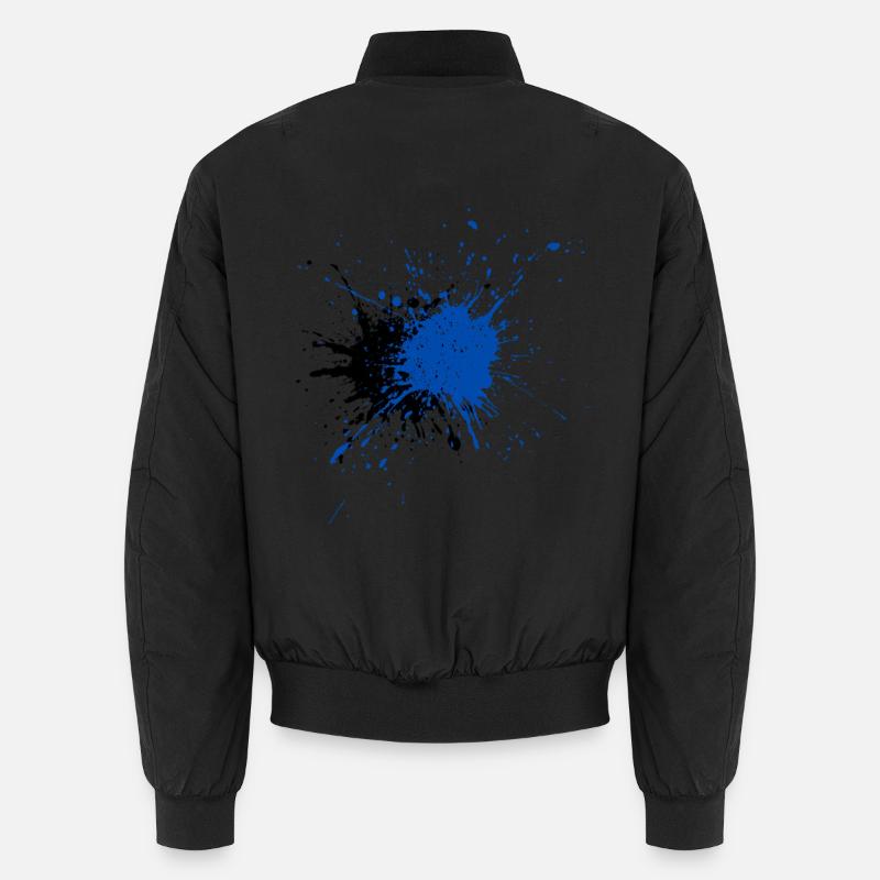 Creative Blue Paint Splash Print Unisex Bomber Jacket