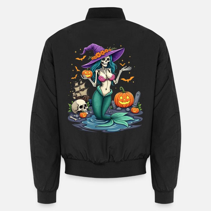 Hexenmermaid mit Halloween-Elementen Unisex Bomberjacke