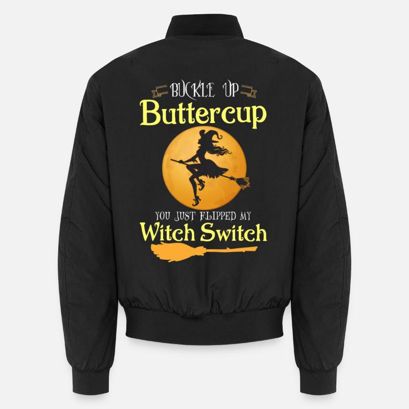 Buckle Up Buttercup Witch Switch Halloween Unisex Bomber Jacket