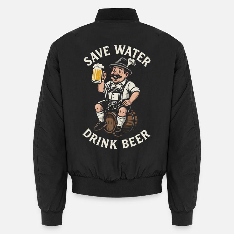 Save water drink beer - Biertrinker - Spruch - Unisex Bomberjacke - Schwarz