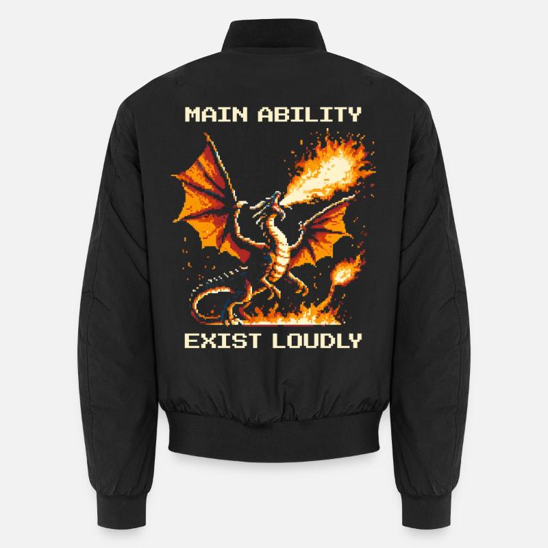 Hauptfähigkeit: laut existieren | Drache - Unisex Bomberjacke - Schwarz