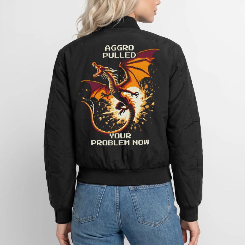 Aggro pulled – your problem | Dragon Pixel Art Unisex Bomber Jacket