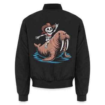 Skelettcowboy auf Walross - Unisex Bomberjacke - Schwarz - Hinten - AI Model Male 185 light (185cm)