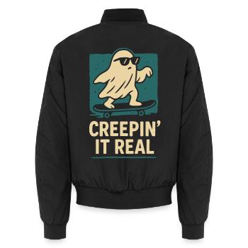 Creepin' It Real Funny Halloween Costume Design - Bomber unisexe - noir - Dos - AI Model Male 185 light (185cm)