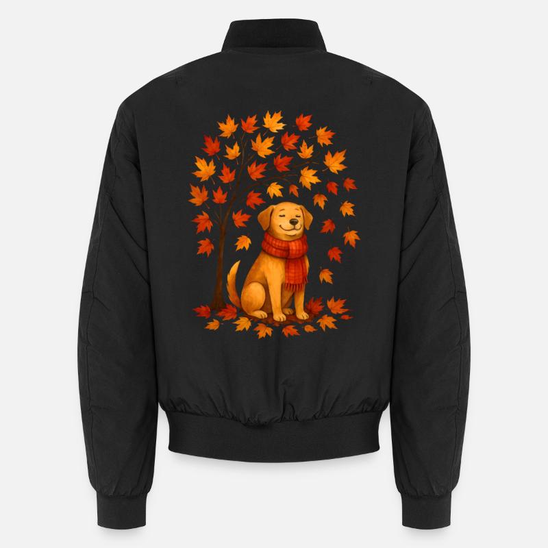 Herbst Hund mit Schal Design Unisex Bomberjacke