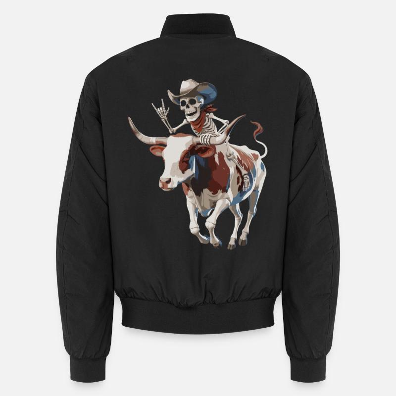 Skeleton cowboy on bull ride - Unisex Bomber Jacket - black