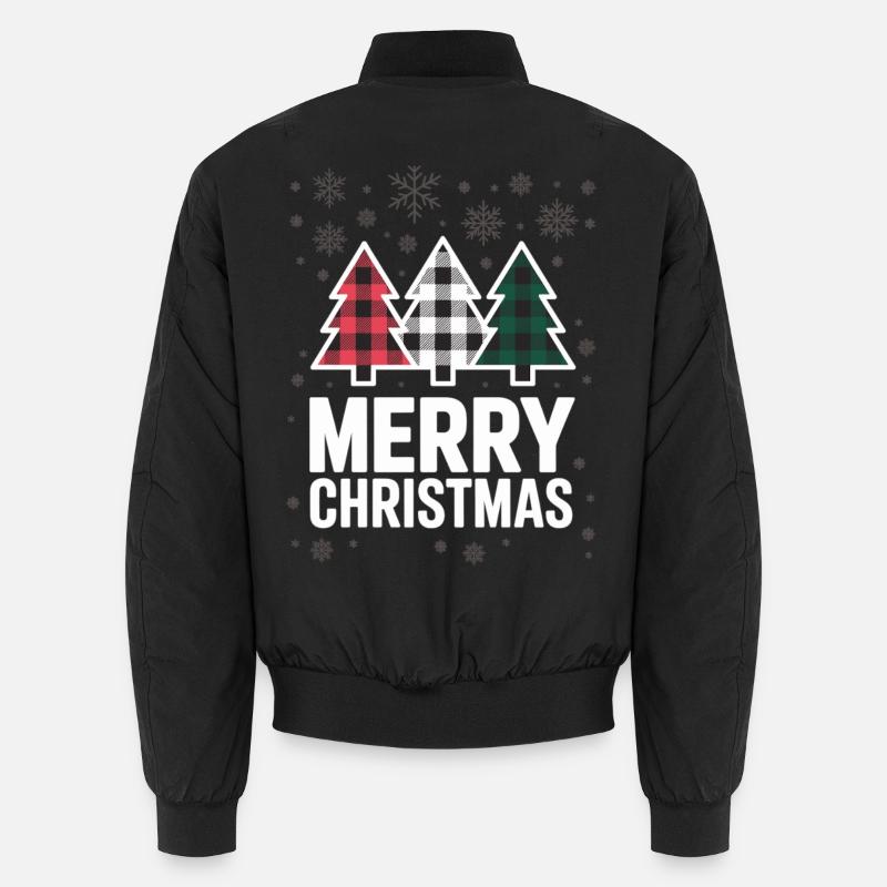 Joyeux Noël - Arbre à damier avec de la neige Bomber unisexe