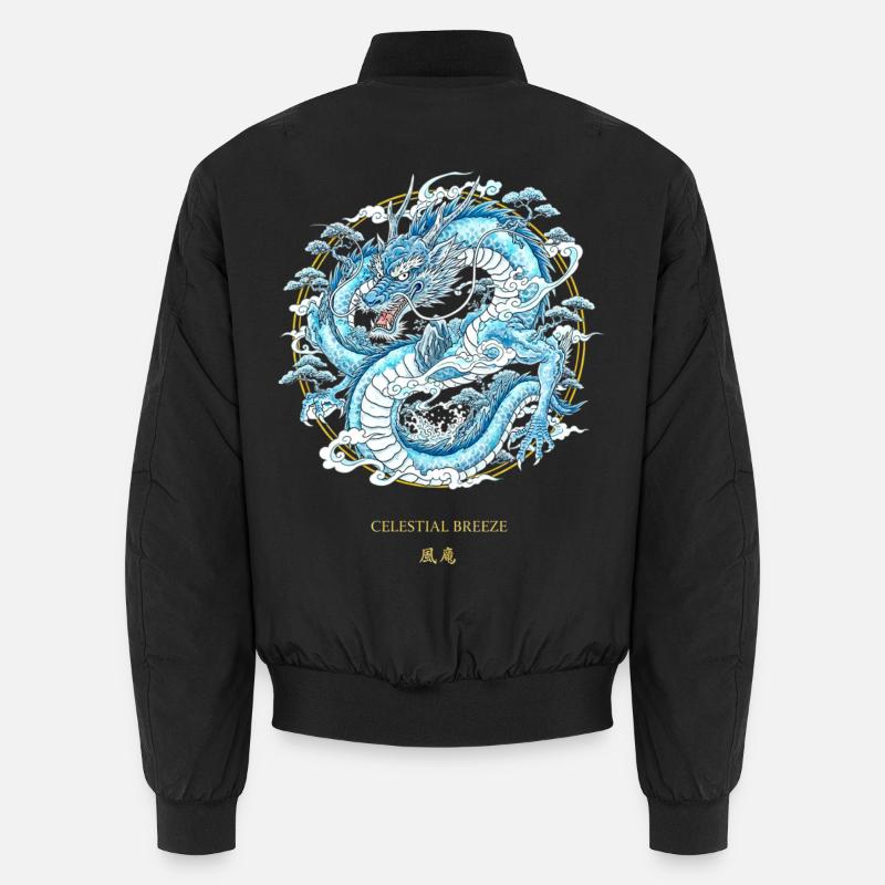 Celestial Breeze Himmlischer Winddrache Unisex Bomberjacke