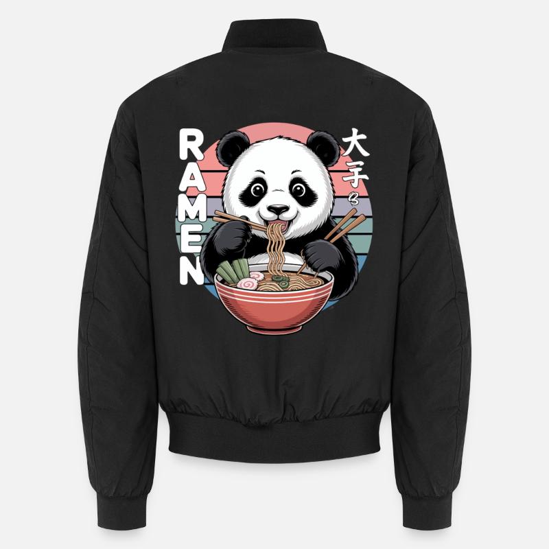 Panda Ramen Bowl Retro Unisex Bomber Jacket
