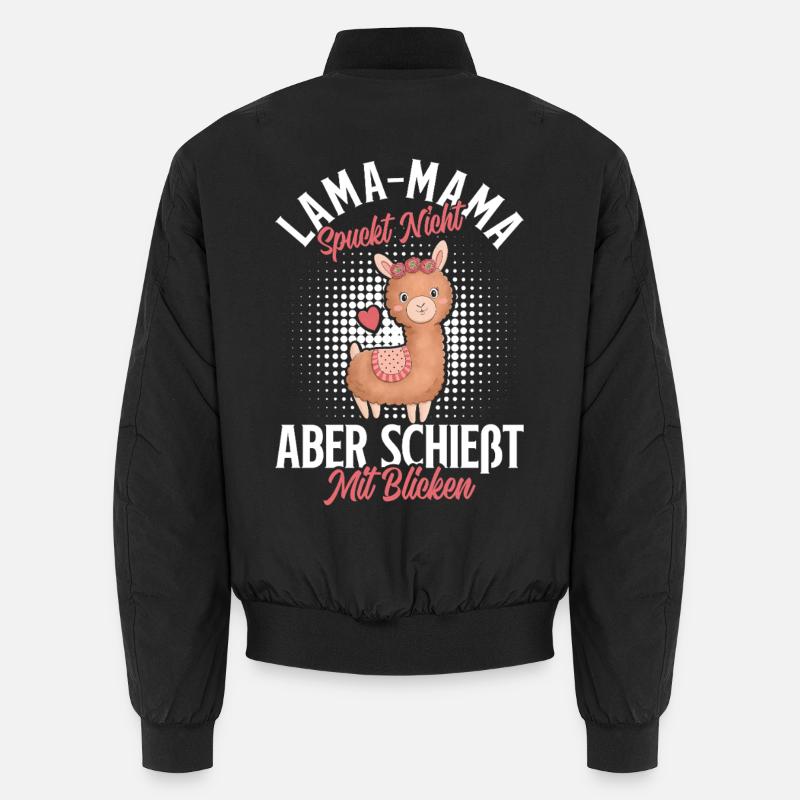 Soon mom LLAMA MOM DOESN'T SPIT LOOKS Unisex Bomber Jacket
