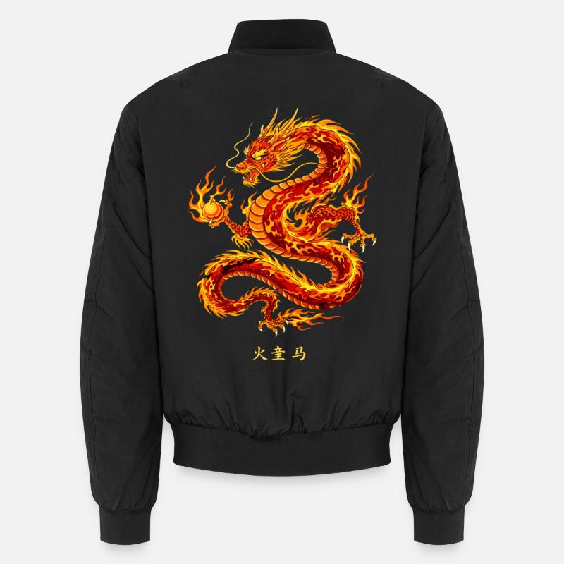 Powerful Chinese Fire Dragon - Unisex Bomber Jacket - black