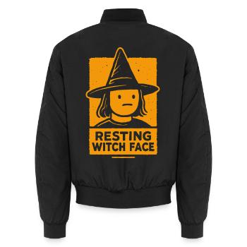 Ruhendes Hexengesicht Lustiges Halloween Spruch Kostüm - Unisex Bomberjacke - Schwarz - Hinten - AI Model Male 185 light (185cm)