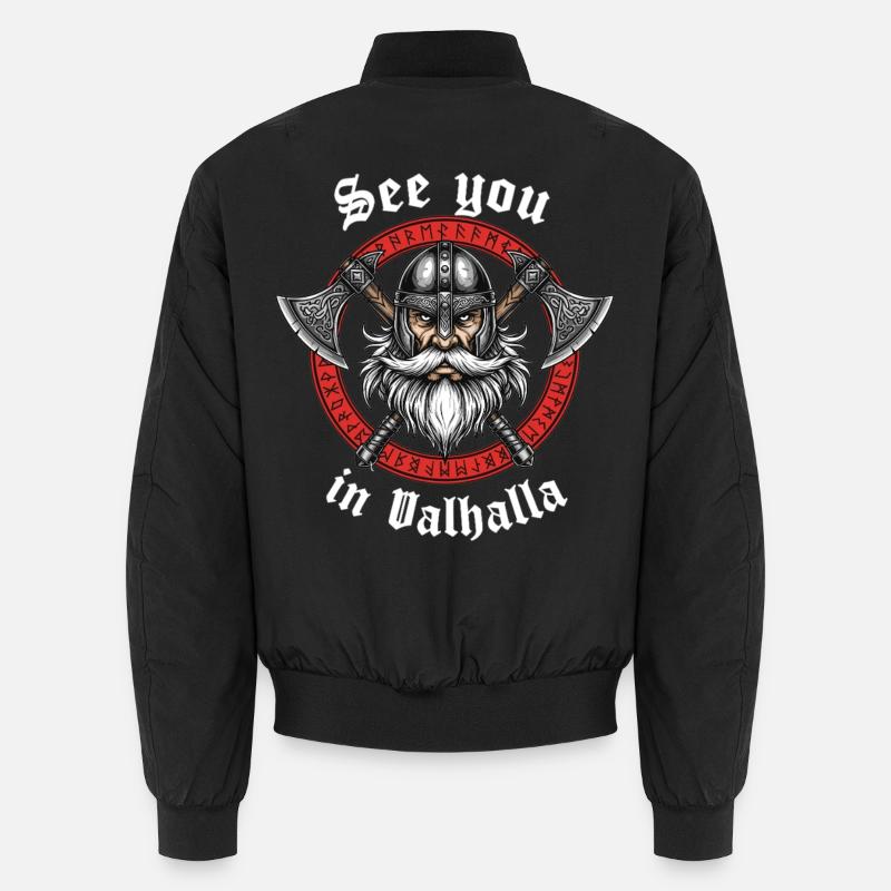 Valhalla Viking Axes Logo - Unisex Bomber Jacket - black