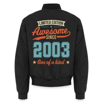 Genial seit 2003 - Unisex Bomberjacke - Schwarz - Hinten - AI Model Male 185 light (185cm)
