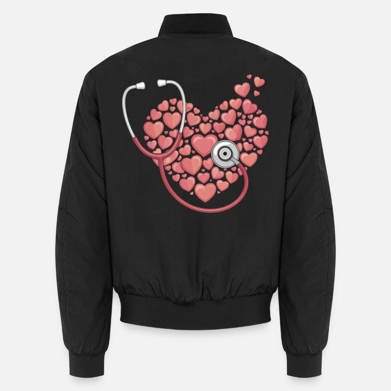 Herzstethoskop Herzen Muster Unisex Bomberjacke