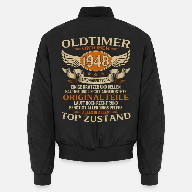 77. Geburtstag Geschenk Oldtimer Oktober 1948 Unisex Bomberjacke
