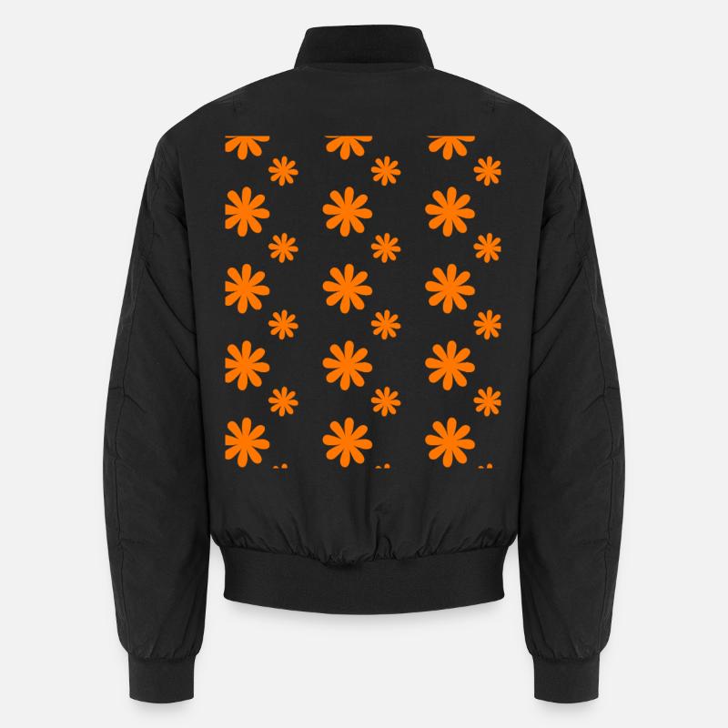 Orange Blossoms on Black - Unisex Bomber Jacket - black