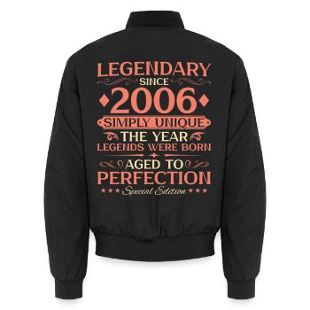 2006 Vintage Born Vintage - 20th Birthday - Unisex Bomber Jacket - black - Back - AI Model Male 185 light (185cm)