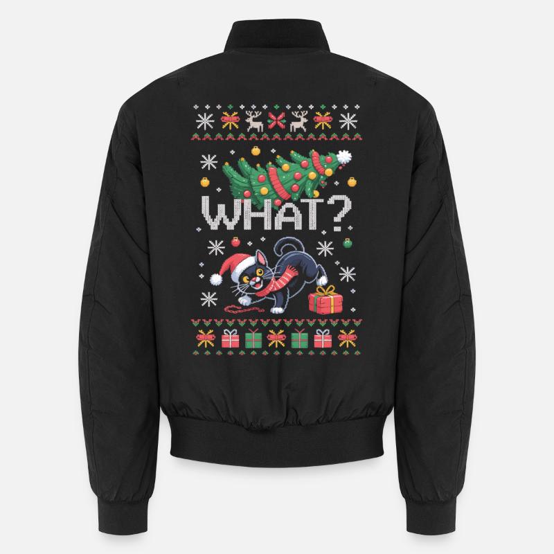 Chemise de Noël chat – Quoi ? Style pull moche Bomber unisexe