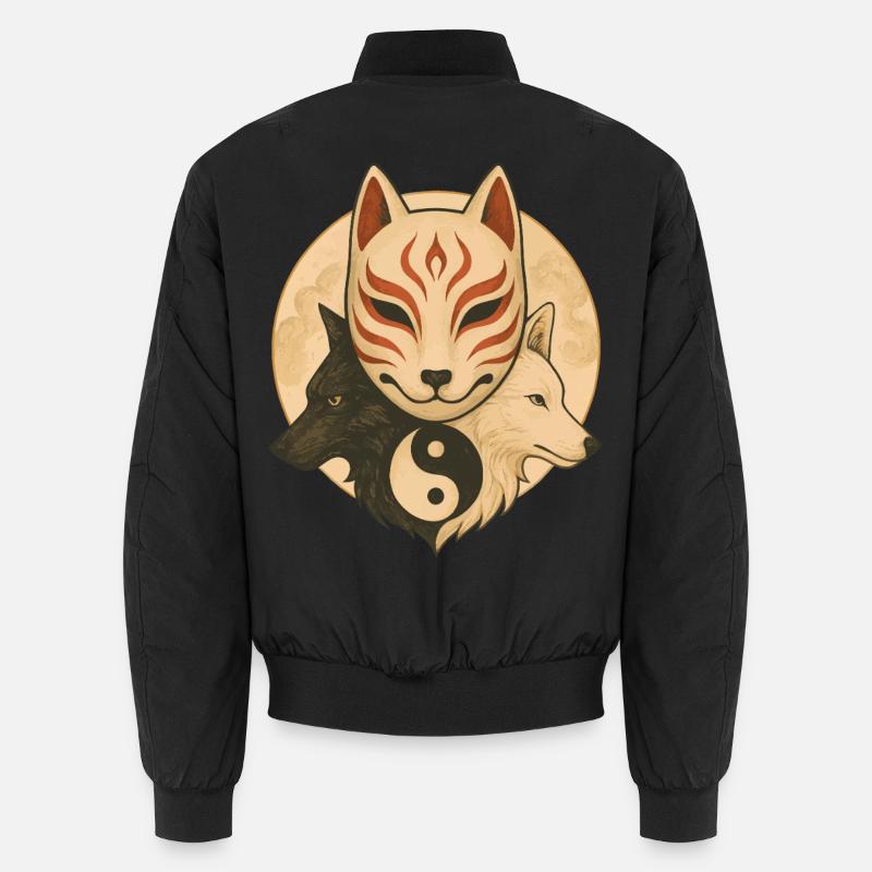 Fuchs Maske & Yin Yang Wölfe Unisex Bomberjacke