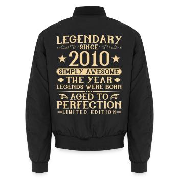 16th Birthday Vintage Vintage 2010 Gift - Unisex Bomber Jacket - black - Back - AI Model Male 185 light (185cm)