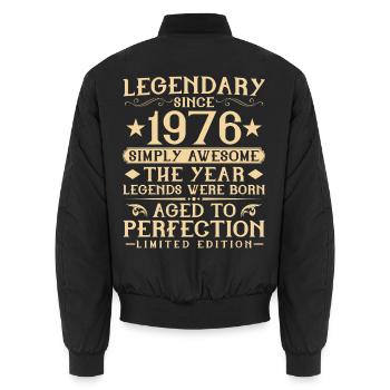 50. Geburtstag Vintage Jahrgang 1976 Geschenk - Unisex Bomberjacke - Schwarz - Hinten - AI Model Male 185 light (185cm)