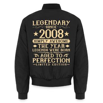 18ème Anniversaire Vintage Vintage 2008 Cadeau - Bomber unisexe - noir - Dos - AI Model Male 185 light (185cm)