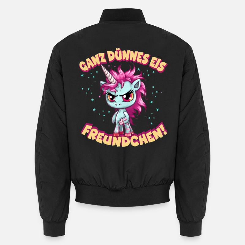 Wütendes Einhorn mit pinker Mähne - Unisex Bomberjacke - Schwarz