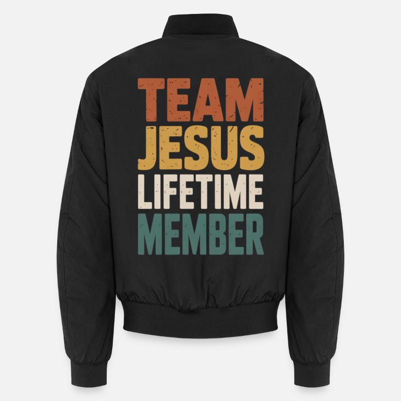 Team Jesus Lifetime Member - Unisex Bomber Jacket - black