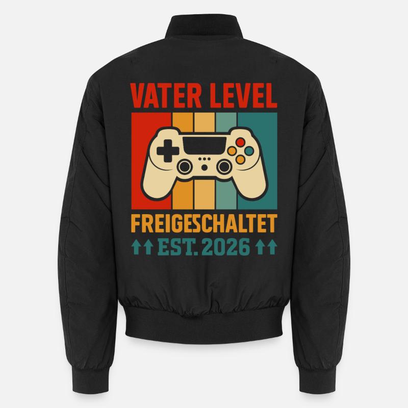 Zocker Papa VATER LEVEL FREIGESCHALTET EST 2026 Unisex Bomberjacke